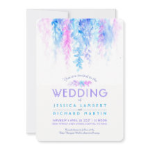 Aquarellblau lila Hochzeitseinladungen