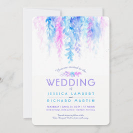 Aquarellblau lila Hochzeitseinladungen Einladung