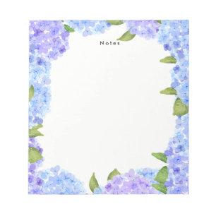 Aquarellblau Lila Hydrangeas Personalisiert Notizblock
