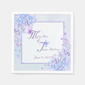 Aquarellblau Lila Lilac Blume Papier Napkins Serviette (Vorderseite)