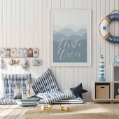 Aquarellblau macht Wellen Poster