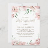 Aquarellblau Mauve Pink Blume Kindersprinkle Einladung (Vorderseite)