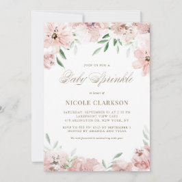 Aquarellblau Mauve Pink Blume Kindersprinkle Einladung