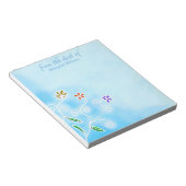 Aquarellblau mit weißen Blume Notizblock (angewinkelt)