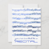 Aquarellblau-Musik-Erwägungsgrund Einladung (Vorderseite)