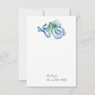 Aquarellblau Oktopus Danke Stationery Mitteilungskarte