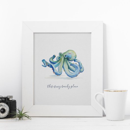 Aquarellblau Oktopus Motivierend Poster