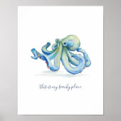 Aquarellblau Oktopus Motivierend Poster (Vorne)
