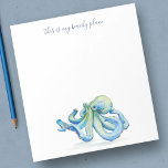 Aquarellblau Oktopus Personalisiert Stationierung Notizblock<br><div class="desc">Diese personalisierte Schreibwarenhandlung, elegant und küstennah, zeigt Ihnen das Set "Dies ist mein Strandort" und die Schriftzeichen mit meiner blauen Oktopus-Originalkunst. Es kann personalisiert sein, Ihren Familiennamen oder Ihr Monogramm in eine handgeschriebene Skripttypografie einzufügen. Ideal für Hochzeiten oder Zuhause-Noten im Sommer. Weitere Designs wie dieses von Victoria Grigaliunas finden Sie...</div>