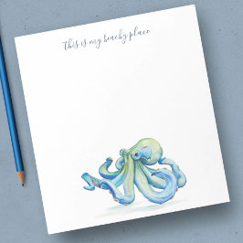 Aquarellblau Oktopus Personalisiert Stationierung Notizblock