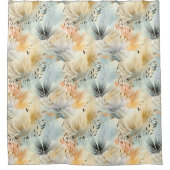 Aquarellblau-Pfirsichgelb-Pfirsichgelb-Frühling Duschvorhang (Vorderseite)