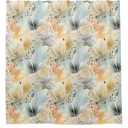 Aquarellblau-Pfirsichgelb-Pfirsichgelb-Frühling Duschvorhang (Vorderseite)