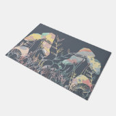 Aquarellblau-Pilze Fußmatte (Schrägansicht)