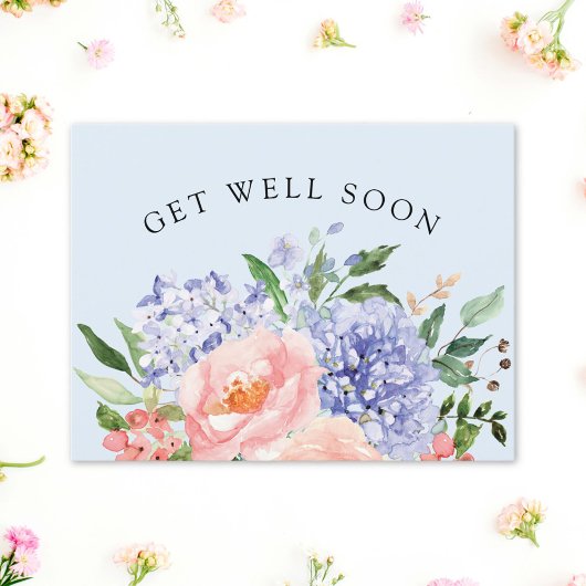 Aquarellblau Pink Hydrangea Blütenblüte Postkarte