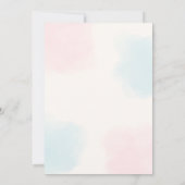 Aquarellblau, pinkfarbenes Kuchengeschlecht offenb Einladung (Rückseite)