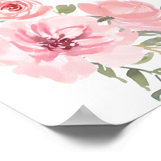 Aquarellblau Pinselstrich Bläserblütendusche Poste Poster (Ecke)