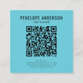 Aquarellblau QR-Code Abstrakte Wavy Lines Quadratische Visitenkarte (Rückseite)