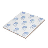 Aquarellblau-Quallen-Stranddesign Fliese (Seite)