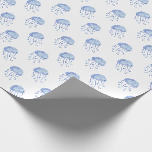 Aquarellblau-Quallen-Stranddesign Geschenkpapier (Ecke)