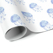 Aquarellblau-Quallen-Stranddesign Geschenkpapier (Rolleneckpunkt)