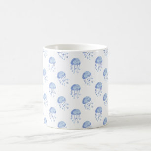 Aquarellblau-Quallen-Stranddesign Kaffeetasse
