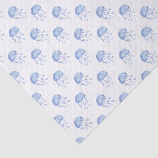 Aquarellblau-Quallen-Stranddesign Seidenpapier (Ausschnitt)