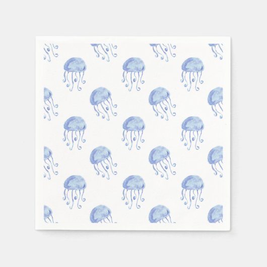 Aquarellblau-Quallen-Stranddesign Serviette (Vorderseite)