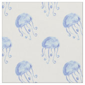Aquarellblau-Quallen-Stranddesign Stoff (Nahaufnahme)