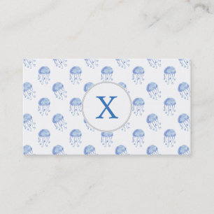 Aquarellblau-Quallen-Stranddesign Visitenkarte