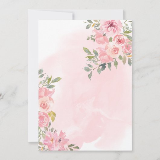 Aquarellblau Rosa Blumensaft 16 Geburtstag Einladung (Rückseite)