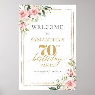 Aquarellblau Rosa Blütenblüte 60. Geburtstag Poster