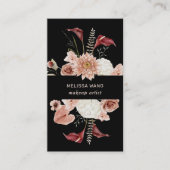 Aquarellblau Rosa Burgund-Blume Visitenkarte (Vorderseite)