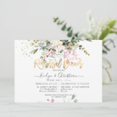 Aquarellblau Rosa Eukalyptus Probe Abendessen Einladung (Stehend Vorderseite)