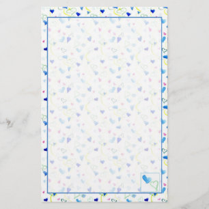 Aquarellblau Rosa Gelbe Herzen Briefpapier