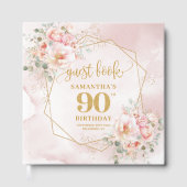 Aquarellblau Rosa Goldblume 90. Gästebuch (Vorderseite)