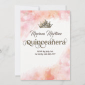 Aquarellblau Rosa Handfächer Tiara Quince Einladung (Rückseite)