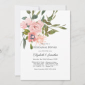 Aquarellblau Rosa Hochzeitsessen Probe Einladung (Vorderseite)