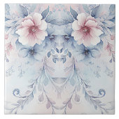 Aquarellblau Rosa Keramik Tile Fliese (Vorderseite)