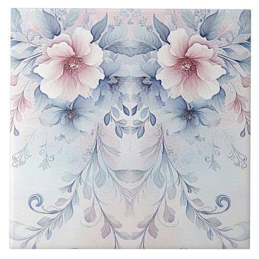 Aquarellblau Rosa Keramik Tile Fliese (Vorderseite)