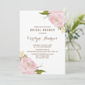 Aquarellblau Rosa Peonies Bridal Brunch Einladung (Stehend Vorderseite)