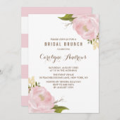 Aquarellblau Rosa Peonies Bridal Brunch Einladung (Vorne/Hinten)