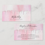 Aquarellblau Rosa Tropfen Glam Makeup Mode Visitenkarte (Vorne/Hinten)