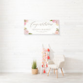Aquarellblau Rosa Zitronen und Rose Abschluss Banner (Insitu)