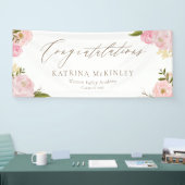 Aquarellblau Rosa Zitronen und Rose Abschluss Banner (Messe)