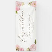 Aquarellblau Rosa Zitronen und Rose Abschluss Banner (Vertikal)