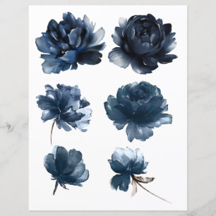 Aquarellblau-Rose 2-seitiges Scrapbook