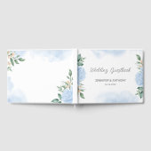 Aquarellblau Rose Grüne Folien Gästebuch (Voll)