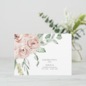 Aquarellblau - Rose zum Feiern des Lebens Einladung (Stehend Vorderseite)