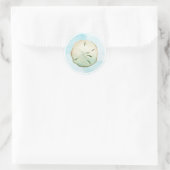 Aquarellblau Sand Dollar Beach Blue Runder Aufkleber (Tasche)