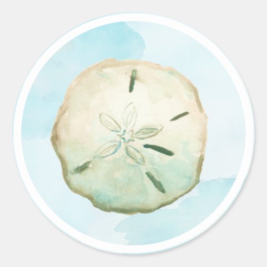 Aquarellblau Sand Dollar Beach Blue Runder Aufkleber (Vorderseite)